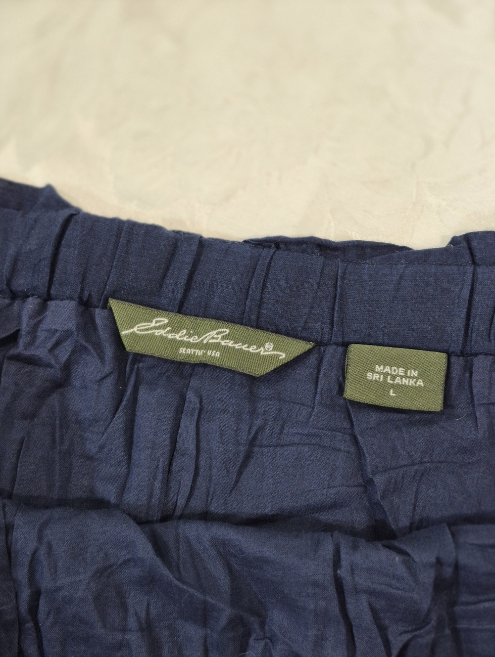 Eddie Bauer Size Larde Navy Blue Paisley Midi Skirt - Picture 8 of 17